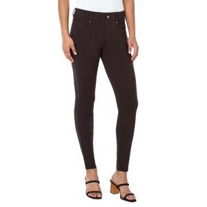 Liverpool Dark Chocolate Gia Glider Ponte Super Stretch Skinny Ankle Pants Sz 0